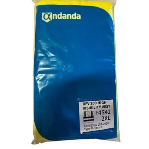 Andanda RFV 200 High Visibility Safety Vest Type R Class2 Fluorescent Yellow 2XL